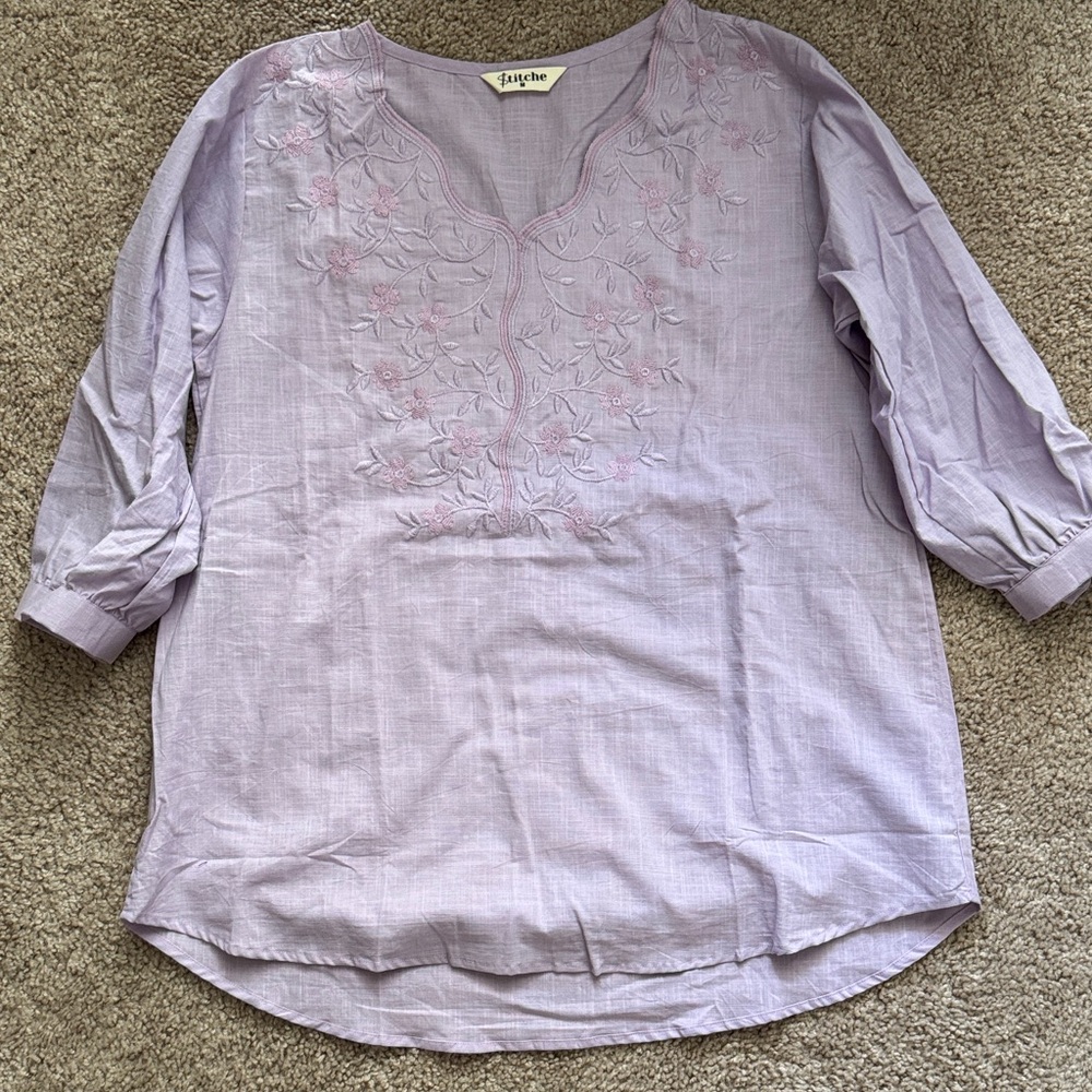 Stitche Light Purple Embroidered Blouse